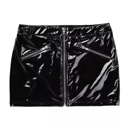 Women's Wetlook Latex Mini Skirts