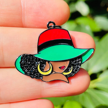 Afro Black Girl Charm Pendant