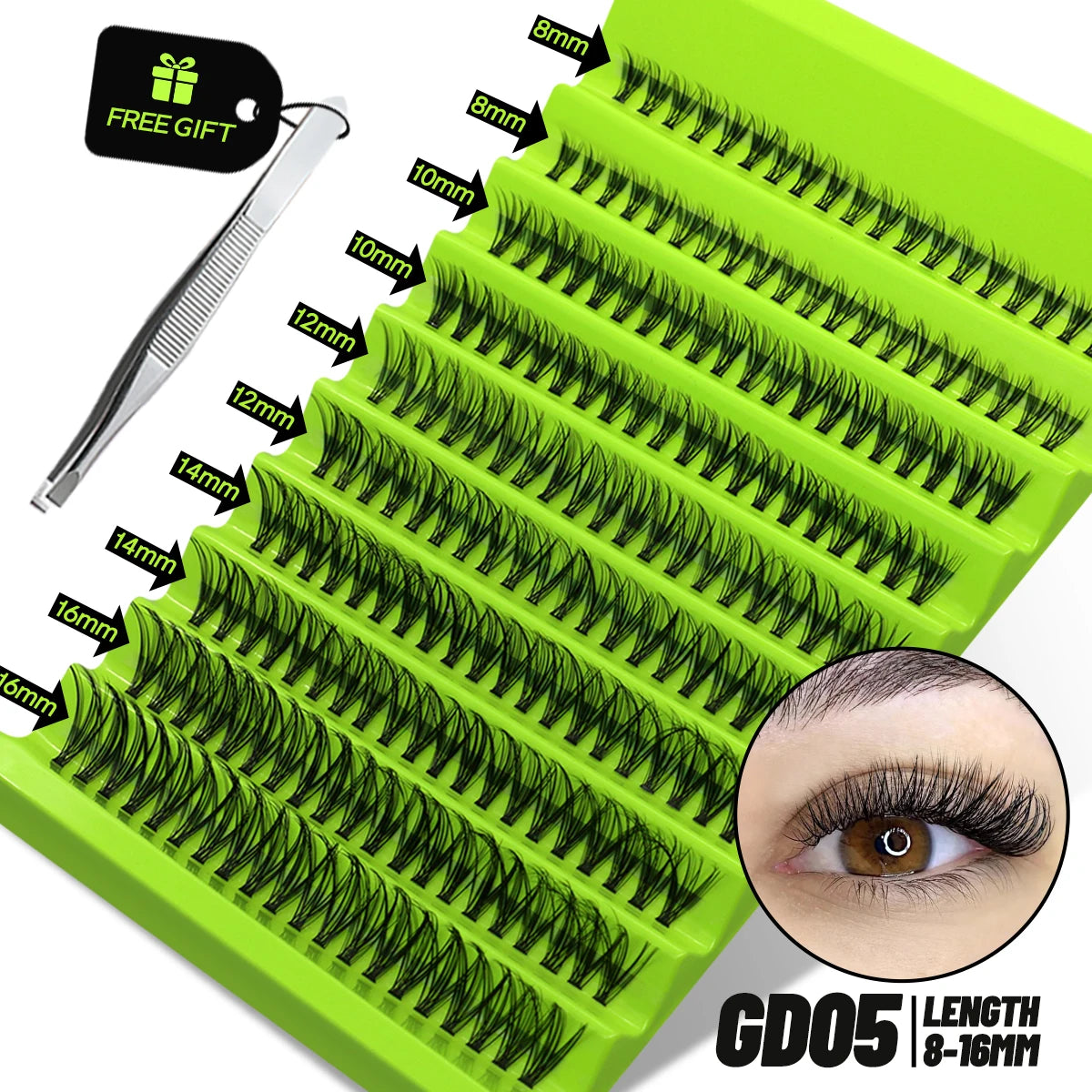 Cat Eye, Mink Lash Extension Kit with Bond, Seal, and Lash Applicator