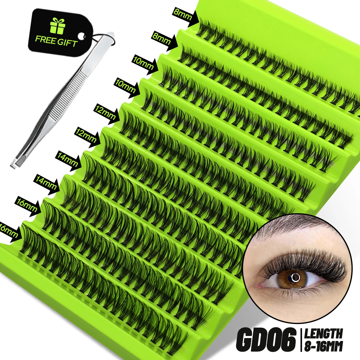 Cat Eye, Mink Lash Extension Kit with Bond, Seal, and Lash Applicator