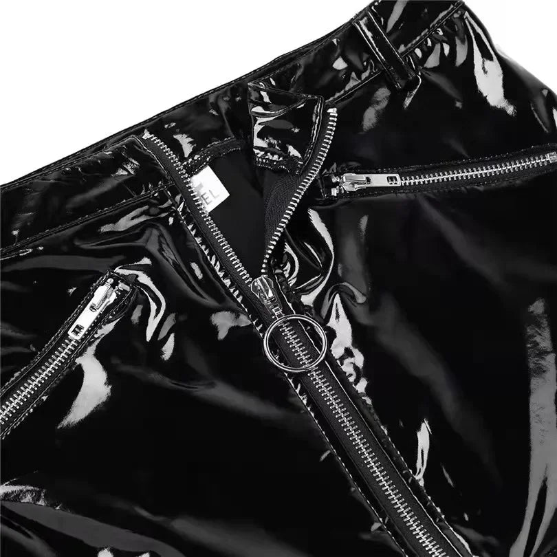 Women's Wetlook Latex Mini Skirts