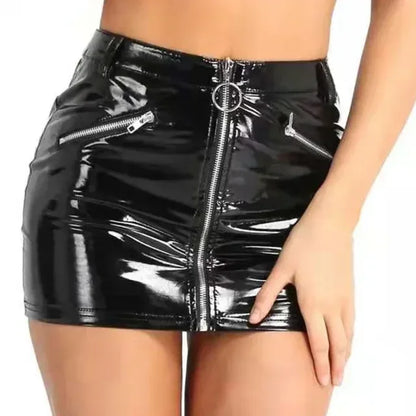 Women's Wetlook Latex Mini Skirts