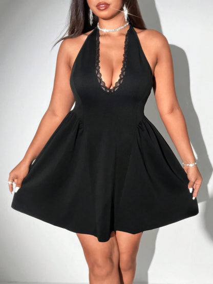 Women's Halter Black Mini Dress