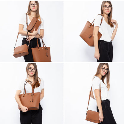 Women 3 piece Leather Handbag Set LMH Beauty