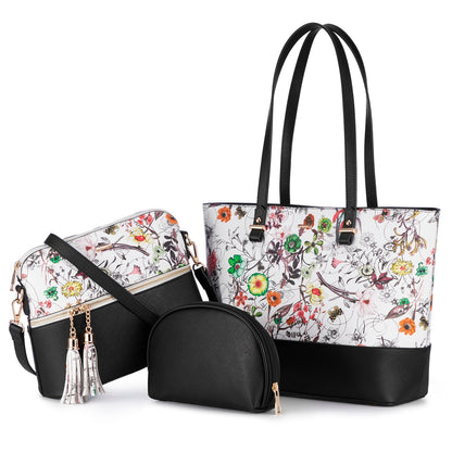 Women 3 piece Leather Handbag Set LMH Beauty