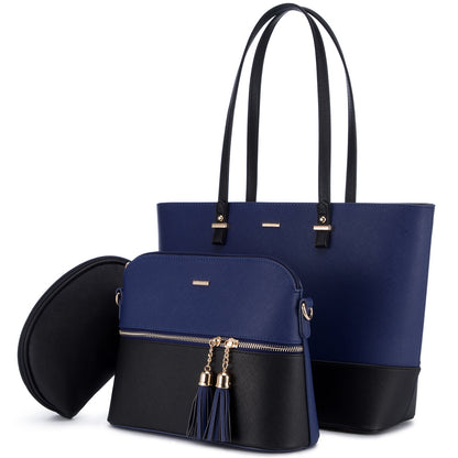 Women 3 piece Leather Handbag Set LMH Beauty