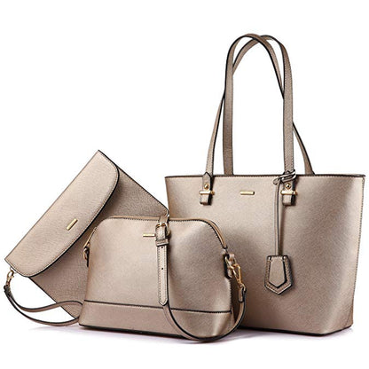Women 3 piece Leather Handbag Set LMH Beauty