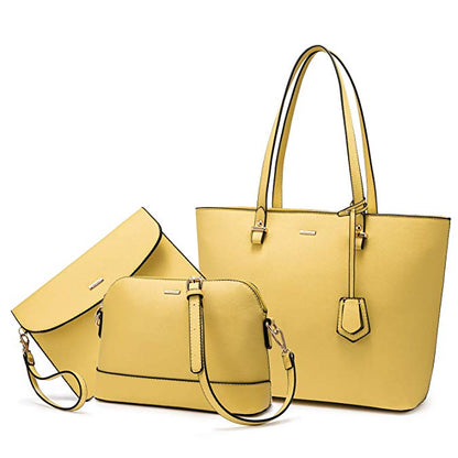 Women 3 piece Leather Handbag Set LMH Beauty
