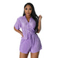 Women Solid Matching Pleated Shorts and Shirts Set LMH Beauty