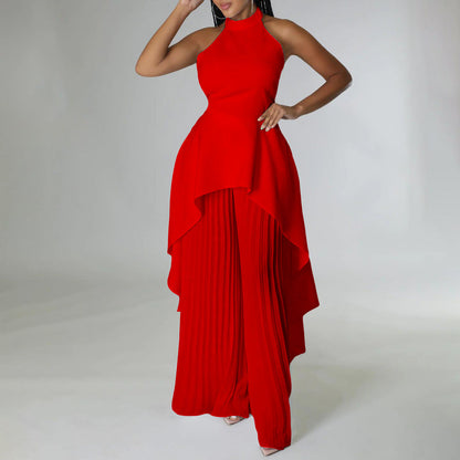 Women Wide Leg Pants Suit Two Piece Set LMH Beauty