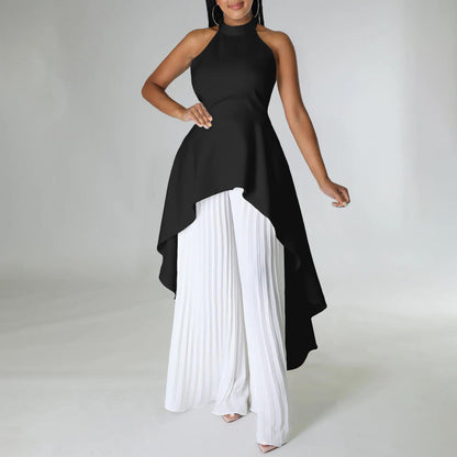 Women Wide Leg Pants Suit Two Piece Set LMH Beauty