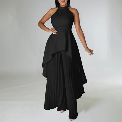 Women Wide Leg Pants Suit Two Piece Set LMH Beauty