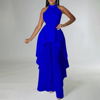 Women Wide Leg Pants Suit Two Piece Set LMH Beauty