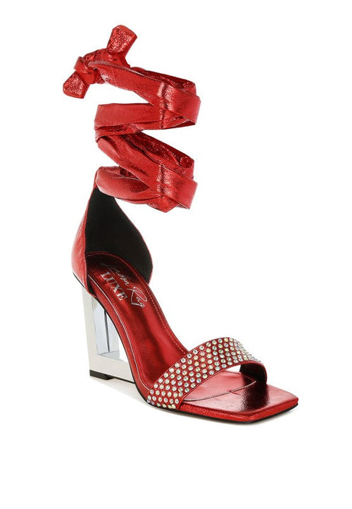 Hashira Rhinestone Studded Lace-Up Fantasy Heels