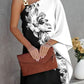 Women's Fashion Print Sexy Diagonal Neck Strapless Dress