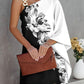 Women's Fashion Print Sexy Diagonal Neck Strapless Dress