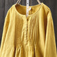 Women's Cotton Linen Pleated Round Neck Long Sleeve Shirt