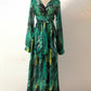 Women's Lantern Sleeve V Neck Print Swing Dress