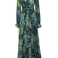 Women's Lantern Sleeve V Neck Print Swing Dress