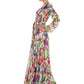 Women's Lantern Sleeve V Neck Print Swing Dress