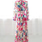 Women's Lantern Sleeve V Neck Print Swing Dress