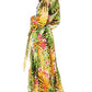 Women's Lantern Sleeve V Neck Print Swing Dress