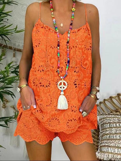Women's Camisole Embroidered Shorts Set