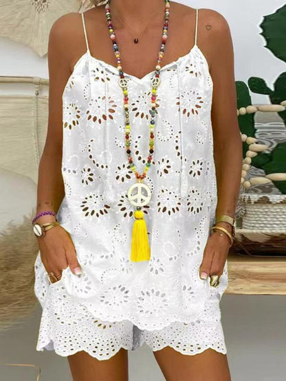 Women's Camisole Embroidered Shorts Set