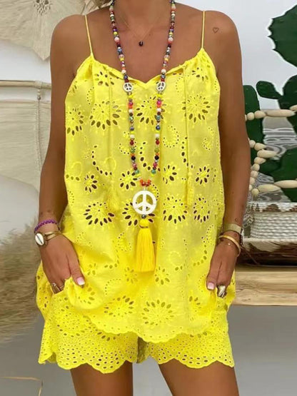 Women's Camisole Embroidered Shorts Set