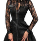 Women's Long sleeve V-neck Zipper Pocket Dress