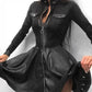Women's Long sleeve V-neck Zipper Pocket Dress