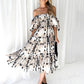 Women's Resort Style Puff Sleeve Printed French Cake Dress