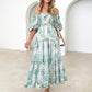 Women's Resort Style Puff Sleeve Printed French Cake Dress
