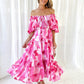 Women's Resort Style Puff Sleeve Printed French Cake Dress