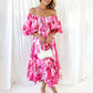 Women's Resort Style Puff Sleeve Printed French Cake Dress