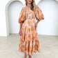 Women's Resort Style Puff Sleeve Printed French Cake Dress