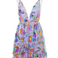 Women's Sexy Deep V Backless Sequin Floral Strappy Short Dress