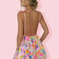 Women's Sexy Deep V Backless Sequin Floral Strappy Short Dress