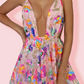 Women's Sexy Deep V Backless Sequin Floral Strappy Short Dress