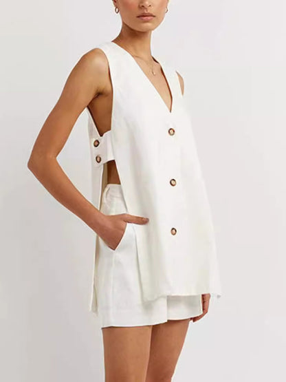 New style sleeveless shorts two-piece suit, fashionable and comfortable, can be worn as outdoor women's home clothes