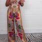 New Fashion Casual Sexy Suspender Printed Loose Women's Trousers Set