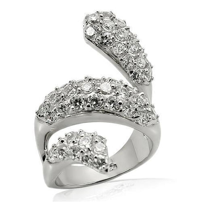 Rhodium 925 Sterling Silver Ring with AAA Grade CZ  in Clear
