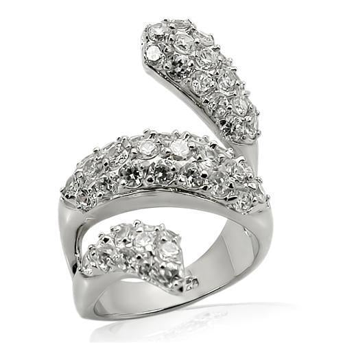 Rhodium 925 Sterling Silver Ring with AAA Grade CZ  in Clear