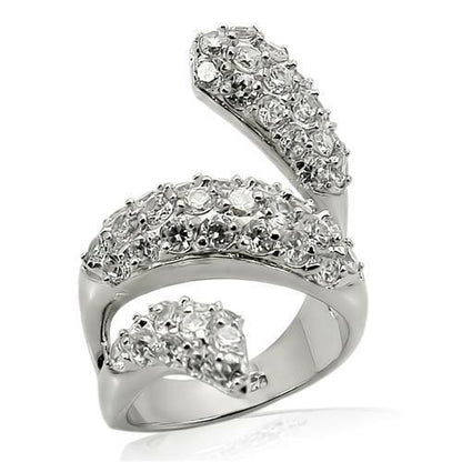 Rhodium 925 Sterling Silver Ring with AAA Grade CZ  in Clear
