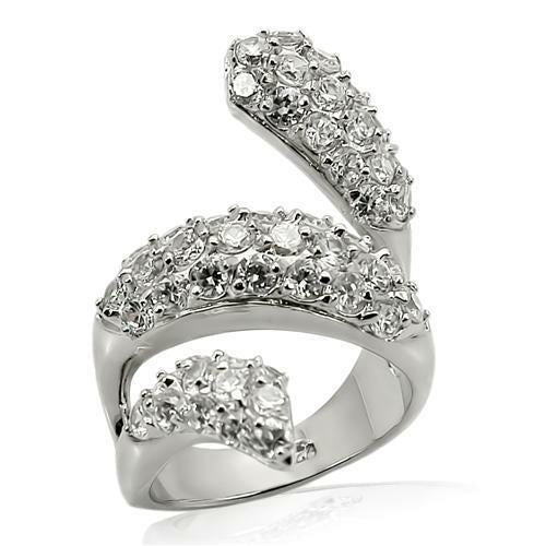 Rhodium 925 Sterling Silver Ring with AAA Grade CZ  in Clear