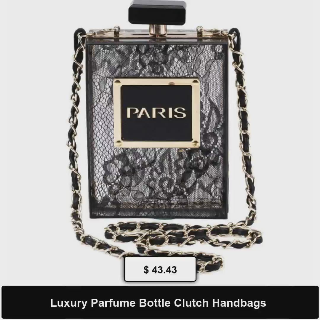 Luxury Parfume Bottle Clutch Handbags by@Vidoo