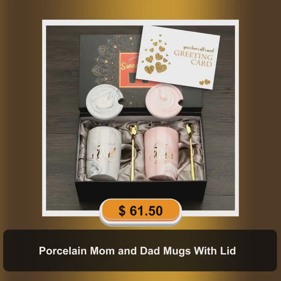 Porcelain Mom and Dad Mugs With Lid by@Vidoo