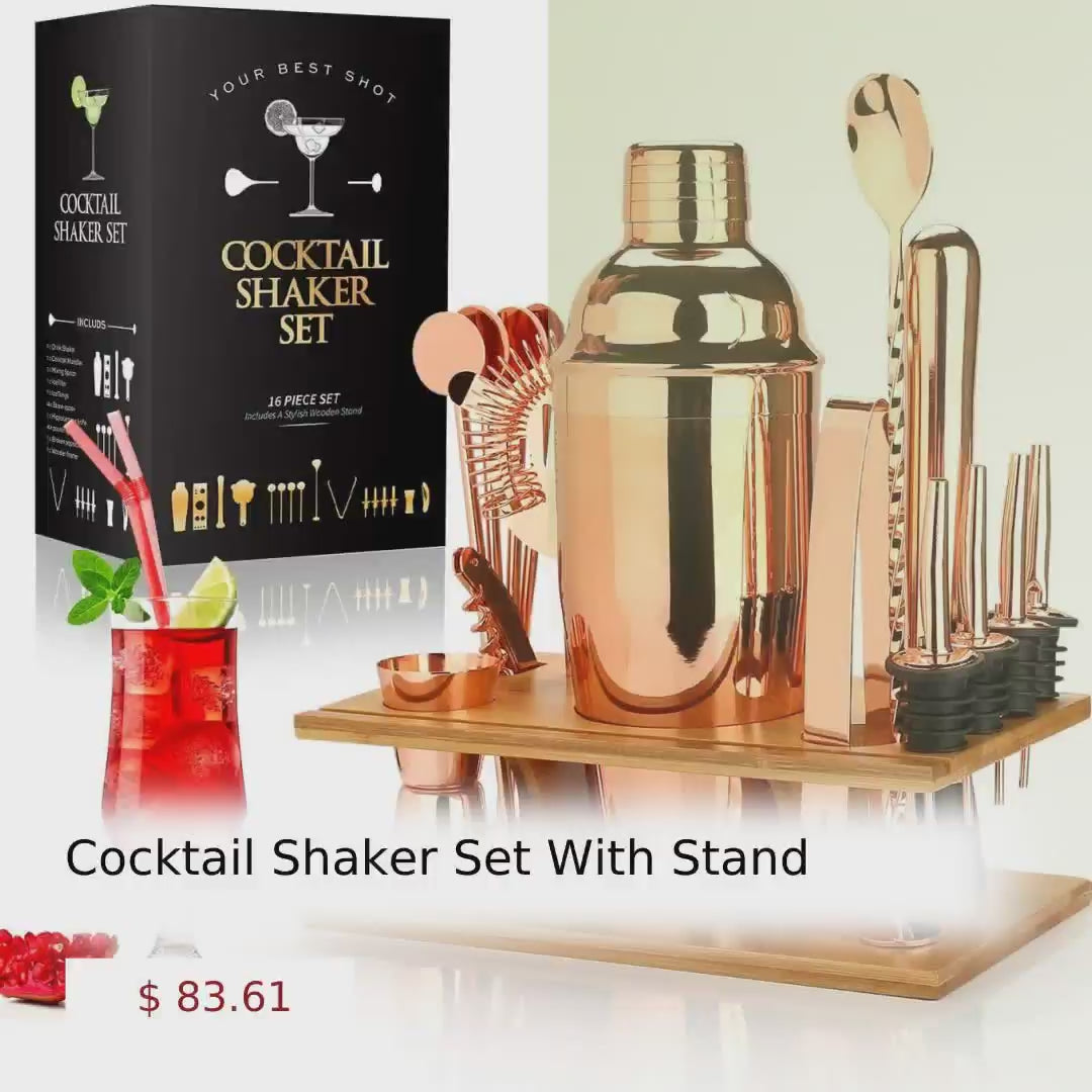 Cocktail Shaker Set With Stand by@Vidoo