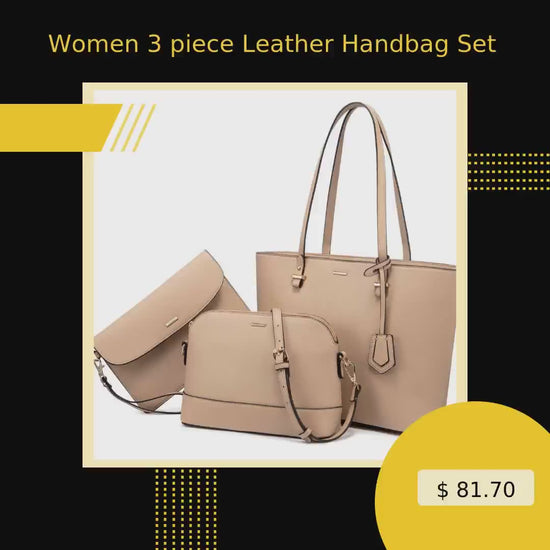 Women 3 piece Leather Handbag Set by@Vidoo