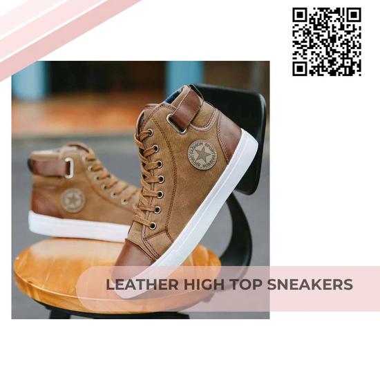 Leather High Top Sneakers by@Outfy